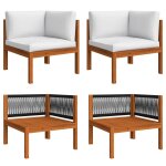 Vidaxl canapés d'angle de jardin 2 pcs avec coussins bois d'acacia Vidaxl canapés d'angle de jardin 2 pcs avec coussins bois d'acacia