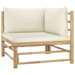 Vidaxl canap� d'angle de jardin avec coussins blanc cr�me bambou