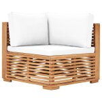 Vidaxl canap d'angle de jardin avec coussin crme bois de teck solide