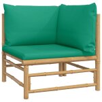 Vidaxl canap d'angle de jardin avec coussins vert bambou