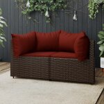 Vidaxl canap�s d'angle de jardin et coussins2pcs marron r�sine tress�e