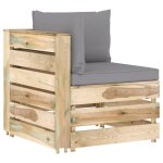 Vidaxl canapé d'angle sectionnel avec coussins bois imprégné de vert Vidaxl canapé d'angle sectionnel avec coussins bois imprégné de vert