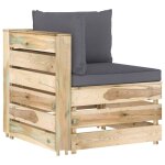 Vidaxl canap d'angle sectionnel avec coussins bois imprgn de vert