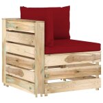 Vidaxl canap d'angle sectionnel avec coussins bois imprgn de vert