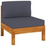 Vidaxl canap central avec coussins gris fonc bois d'acacia solide