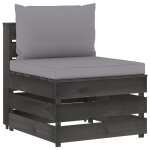 Vidaxl canap central sectionnel avec coussins bois imprgn de gris