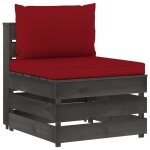 Vidaxl canap central sectionnel avec coussins bois imprgn de gris