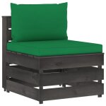 Vidaxl canap� central sectionnel avec coussins bois impr�gn� de gris