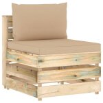 Vidaxl canap central sectionnel avec coussins bois imprgn de vert