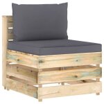 Vidaxl canap� central sectionnel avec coussins bois impr�gn� de vert