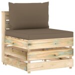 Vidaxl canap� central sectionnel avec coussins bois impr�gn� de vert
