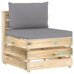 Vidaxl canap central sectionnel avec coussins bois imprgn de vert