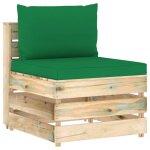 Vidaxl canap� central sectionnel avec coussins bois impr�gn� de vert