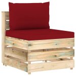 Vidaxl canap� central sectionnel avec coussins bois impr�gn� de vert