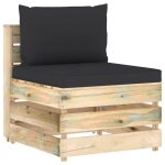 Vidaxl canap� central sectionnel avec coussins bois impr�gn� de vert