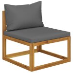 Vidaxl canap central sectionnel avec coussin gris fonc bois d'acacia