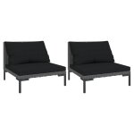Vidaxl canapés de jardin 2 pcs avec coussins résine tressée demi - ronde Vidaxl canapés de jardin 2 pcs avec coussins résine tressée demi - ronde