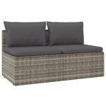 Vidaxl canap� de jardin 2 places avec coussins gris r�sine tress�e