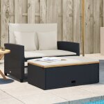 Vidaxl canap de jardin 2 places coussins noir rsine tresse&acacia