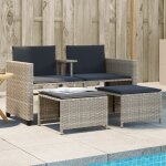 Vidaxl canap de jardin 2 places avec table tabourets gris clair rotin