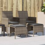 Vidaxl canap de jardin 2 places avec table et tabourets gris rotin