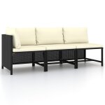 Vidaxl canapés de jardin 3 pcs avec coussins noir résine tressée Vidaxl canapés de jardin 3 pcs avec coussins noir résine tressée