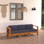 Vidaxl canap de jardin 3 places et coussins gris fonc acacia massif
