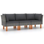 Vidaxl canapé de jardin a 3 places avec coussins gris résine tressée Vidaxl canapé de jardin a 3 places avec coussins gris résine tressée