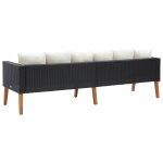 Vidaxl canapé de jardin a 3 places avec coussins résine tressée noir Vidaxl canapé de jardin a 3 places avec coussins résine tressée noir