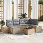 Vidaxl canap de jardin 7 pices avec coussins beige en rotin synthtique