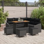 Vidaxl canap� de jardin 9 pi�ces avec coussins noir poly rattan acacia, vidaxl canap� de jardin 2 places ...