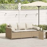 Vidaxl canap� de jardin avec coussins 3 places beige r�sine tress�e