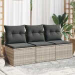 Vidaxl canap� de jardin et coussins 3 places gris clair r�sine tress�e