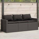 Vidaxl canap de jardin avec coussins 3 places noir rsine tresse