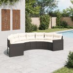 Vidaxl canapé de jardin avec coussins demi - rond noir résine tressée Vidaxl canapé de jardin avec coussins demi - rond noir résine tressée