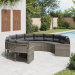 Vidaxl canap� de jardin avec coussins rond gris r�sine tress�e