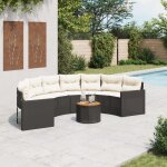 Vidaxl canapé de jardin table coussins demi - rond noir résine tressée Vidaxl canapé de jardin table coussins demi - rond noir résine tressée