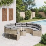 Vidaxl canap� de jardin avec table coussins rond beige r�sine tress�e