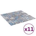Vidaxl carrelage en mosa�que 11 pcs gris et bleu 50 x 50 cm verre