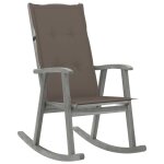Vidaxl chaise a bascule avec coussins gris bois d'acacia massif