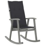 Vidaxl chaise a bascule avec coussins gris bois d'acacia massif