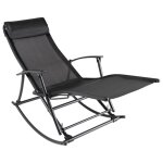 Vidaxl chaise a bascule de jardin acier et textilène noir Vidaxl chaise a bascule de jardin acier et textilène noir