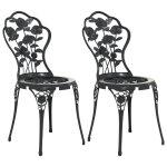 Vidaxl chaises de bistro 2 pcs aluminium coul� noir