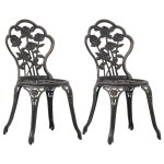 Vidaxl chaises de bistro lot de 2 bronze aluminium coul�