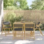 Vidaxl chaises de bistro pliantes lot de 6 coussins gris fonc bambou