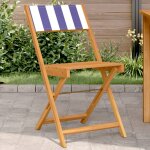 Vidaxl chaises de bistrot lot de 2 bleu / blanc bois acacia massif tissu