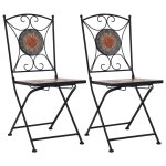 Vidaxl chaises de bistrot mosaque 2 pcs orange et gris
