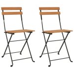 Vidaxl chaises de bistrot pliantes 2 pcs bois de teck solide et acier
