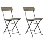 Vidaxl chaises de bistrot pliantes 2 pcs gris r�sine tress�e et acier