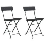Vidaxl chaises de bistrot pliantes 2 pcs noir rsine tresse et acier